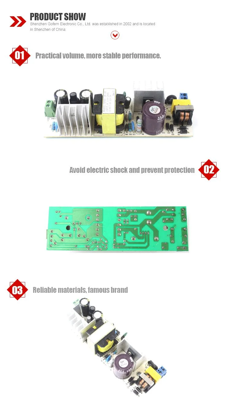 Customizable PCB Board AC 100-240V to DC 3.3V 5V 6V 9V 12V 13.8V 24V 36V 48V 1A 2A 3A 24V2.5A Switching Power Supply 60W Manufacturers Open Frame Power Supply