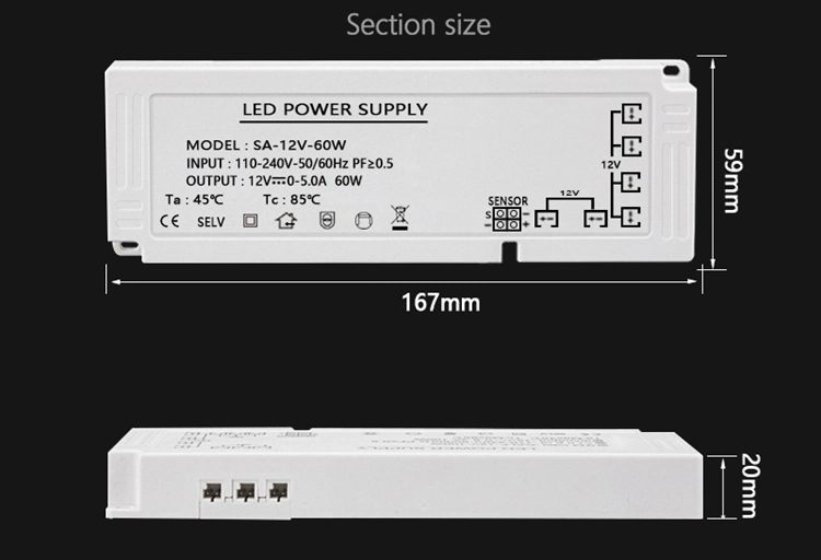 Kitchen Cabinet Strip Light LED Power Supply Smart 12V 24V 24W 36W 40W 60W 100W 150W LED Driver